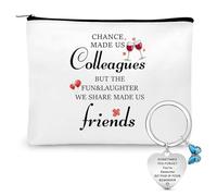 QCZONE Work Colleague Gifts Cosmetic Bag - Friendship Makeup Organizer Chance Made Us Colleagues Inspirational Keychain Thank You Colleague Leaving Gifts for Colleagues Women Men