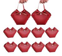 qczoyp 10 Pack Leather Bowknot Gift Boxes: Party Favor Bag Candy Gift Party Favor Boxes, Mini Gift Bags with Handles, Reusable Gift Bag for Baby Showers Wedding Christmas Valentines's Day (Red)