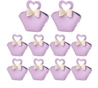 qczoyp 10 Pack Mini PU Leather Bowknot Gift Bags: Reusable Mini Handbag Gift Boxes with Heart-shape Handle, Party Favor Bags for Weddings, Baby Showers, Christmas, Halloween Party Decor (Purple)