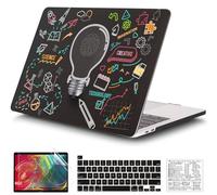 QCzyc Compatible with MacBook Pro 13 Inch Case M2/M1 2025 2022-2017 A2338 A2289 A2251 A2159 A1989 A1706 A1708 Plastic Hard Shell Case&Keyboard Cover&Mac OS Keyboard Sticker (Black Bulb)