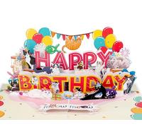 QD Birthday Card Pop Up | 3D Happy Birthday Greeting for Children, Kid, Son, Daughter, Women Mom Grandma (Size 15x20 cm - HBD Cats)
