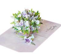 QD Sympathy Cards | Pop Up Greeting Card, With Deepest Card Loss of Pet, Mom, Mother, Father, Dad, Child, Grandma, Thinking Of You Card (Size 15x20 cm - Lily Purple)