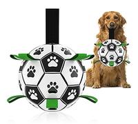 QDAN Dog Soccer Ball with Grab Tabs, Interactive Dog Toy for Tug of War, Fetch, Large Dogs (8 Inch)