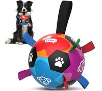 QDAN Dog Soccer Ball with Straps, Outside Dog Toys to Keep Them Busy,Dog Birthday Gift, Pet Training Soccer Ball for Dogs, Dog Toy for Small Medium Pet(6 Inch)