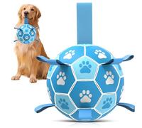 QDAN Dog Soccer Balls Toys : Premium Dog Soccer Ball with Straps, Outdoor Dog Toys, Pet Training Soccer for Medium Large (8 Inch)