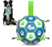 QDAN Dog Toy Balls, Dog Soccer Ball with Straps, Outdoor Dog Toys, Pet Training Soccer for Medium Large (6 Inch)