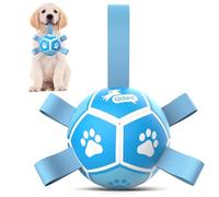 QDAN Dog Toy Balls, Dog Soccer Ball with Straps, Outdoor Dog Toys, Pet Training Soccer for Small Medium (5 Inch)