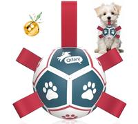 QDAN Dog Toys Balls with Bell Inside, Durable Dog Balls for Tug of War, Puppy Birthday Gifts, Dog Water Toys, Squeaky Ball for Small Dogs(Blue Red, 5 inch)