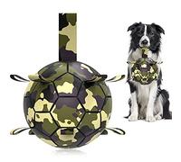 QDAN Dog Toys Soccer Ball, Interactive Toys for Tug of War, Dog Water Toy, Durable Dog Balls for Medium Large Dogs, Camouflage(8 inch)