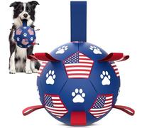 QDAN Dog Toys, Soccer Ball with Straps, Durable Dog Balls for Small Medium, Beach Pool Dog Water Toy (6 Inch)