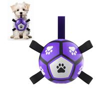 QDAN Dog Toys Soccer Balls: Interactive Dog Toys for Tug of War, Doggy Balls with Straps, Puppy Birthday Gifts, Durable Puppy Ball for Small（5 Inch）