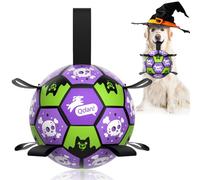 QDAN Halloween Dog Toys Balls, Soccer Ball with Straps for Dog Birthday Gift, Puppy Toy for Small Medium Breed (8 Inch)