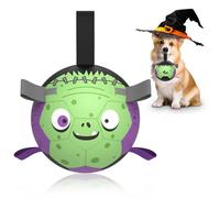 QDAN Halloween Dog Toys Soccer Ball: Premium Dog Soccer Balls with Straps- Outdoor Herding Balls Toys for Small Medium Dogs- Puppy Pet Birthday Gifts- 6 Inch Purple Green