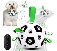 QDAN Interactive Dog Toy, Dog Football with Straps, Dog Toy to Keep Them Busy, Football for Dogs, Remote Control, Jumping Balls with Recording and Music Modes for Small, Medium