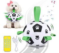 QDAN Interactive Dog Toys for Boredom, Dog Soccer Ball with Straps, Active Rolling Bouncing Ball for Dogs, Moving Dog Toy Jumping Chasing Music Record for Small Medium Large Pet