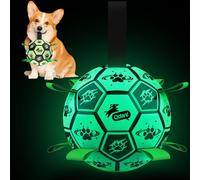 QDAN Premium Dog Ball, Glow in The Dark Dog Toys, Light Up Soccer Ball for Dogs, Outdoor Dog Toys, Doggy Water Toy, Puppy Birthday Gifts for Small Medium (6 Inch)