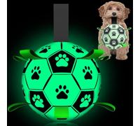 QDAN Premium Dog Ball, Glow in The Dark Dog Toys, Light Up Soccer Ball for Dogs, Outdoor Dog Toys, Doggy Water Toy, Puppy Birthday Gifts for Small Medium (6 Inch)