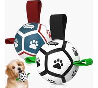 QDAN Small Dog Toys, Puppy Balls, Dog Balls with Straps for Small Breed, Soccer Ball for Dogs, Puppy Toys, Dog Birthday Gift (Pack of 2, 3.5 Inch)