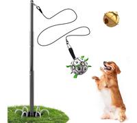 QDAN Tether Tug Outdoor Dog Toy, Durable Interactive Dog Toy with Adjustable Pole, Outdoor Toys for Dogs, Soccer Ball, Self-Play & Tug of War Toy for Small Medium Large Dogs