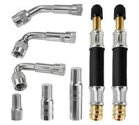 QDAOYU Tire Rubber Valve Extension Tube Extender - 10PCS Set Rubber Extension Adaptor & Brass Adapter, Universal Fit for Car/Motorcycle/Bicycle/RV, Ideal for Car Owners, Riders & RV Enthusiasts