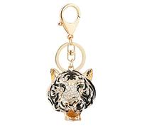 QDDollars Tiger Keychain for Women, Cute Tiger Head Key Chain for Girls, Sparkling Tiger Key Ring, Funny Tiger Keychains, Punk Roaring Tiger Keyring, Rhinestone Tiger Animal Keychain Accessories Gift