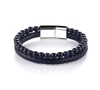 QDHUAN Men's Leather Bracelet Brown Bracelet Ethnic Style Leather Bracelet Braided Leather Beads for Men Clasp Rope Wristband for Boyfriend Husband Dad Gift for Christmas Birthday Wedding Anniversary