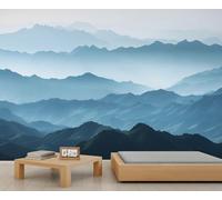 QDJKBL 3D Alpine Mural Misty Mountain Landscape Wallpaper for Bedroom Misty Landscape Wallpaper Layered Peaks Wall Murals Nature Photo Mural for Living Room 400 x 280 cm