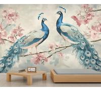 QDJKBL 3D Peacock Wallpaper Romantic Floral Fauna Mural Wild Bird Animal Mural Wildlife Murals Not Peel and Stick Wallpaper for Living Room Bedroom 150 x 100 cm