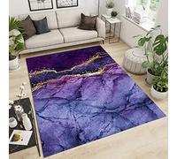 QDJKBL Abstract Purple Marble Area Rugs, Gold Plated Luxury Gold Stripes Symmetry Bedroom Rug, Office Rug Easy Care Durable With Backing Apply to Farmhouse Teen Room Decor, 80 x 220 cm