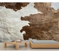 QDJKBL Animal Fur Murals Cowhide Texture Wall Mural Natural Animal Print Wallpaper for Bedroom Brown and White Simple Mural for Living Room Kitchen Company Sofa Wall 100 x 70 cm