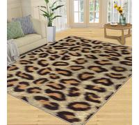 QDJKBL Area Rug 120 X 180 Cm Brown Leopard Animal Print, European Bohemian Vintage Cheetah Bedroom Decor, 3D Carpet Soft Texture for Family and Pet