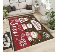 QDJKBL Area Rugs 50 x 80 cm Red Christmas Snowman, Merry Christmas Holiday Decoration Apartment Carpet, Rugs for Living Room Fast Drying Machine Washable for Cafe Office Door Mats Porch
