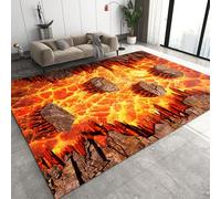 QDJKBL Area Rugs 60 x 140 cm 3D Flame Volcano Magma, Modern Optical Illusions Rugs for Living Room, Carpet Runners Lightweight and Low Profile Soft Texture Perfect for Hardwood Floors