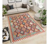 QDJKBL Area Rugs 80 x 150 cm Colorful Retro Bohemian Print, Abstract Curved Geometric Wavy Lines Anti-Slip Carpet, Indoor Area Rug Soft and Comfortable for Foyer Bathroom Home