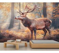 QDJKBL Autumn Forest Mural Wild Elk Mural 3D Majestic Stag Wallpaper Forest Wildlife Wall Murals Natural Landscape Wallpaper Natural Decor for Bedroom Living Room 150 x 100 cm