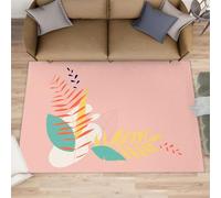 QDJKBL Bohemian Minimalist Style Rugs Colorful Plant Leaf Area Rug Boho Botanical Rug Pink Washable Children'S Rugs for Hardwood Floors Living Room Bedroom 50x80 cm