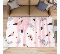 QDJKBL Boho Floral Rug Heart Butterfly Floral Area Rugs Romantic Pink Ladies Bedroom Carpet Cute Children'S Rug for Hardwood Floors Living Room Dining Kids Room 120x170 cm