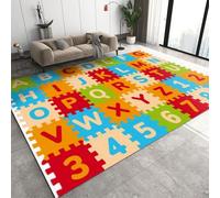 QDJKBL Children'S Building Block Puzzles Area Rugs, 26 English Alphanumeric Characters Living Room Rugs, Carpet Mat Machine Washable With Backing Apply to Entryway Hallway, 150 x 240 cm