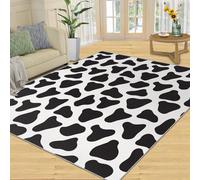 QDJKBL Cow Print Rug Black Spots Carpet Cute Animal Print Rug Wild Animal Children'S Area Rugs Short Velvet Non-Shedding Carpet for Kids Girls Bedroom Living Room 120x180 cm