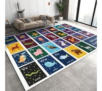 QDJKBL Cute Animal Alphabet Area Rugs, Home Education Children Area Carpet, Apartment Carpet Comfortable Feet Non-Skid Durable Enough Apply to Bath Mat Balcony Dorm Room, 120 x 170 cm