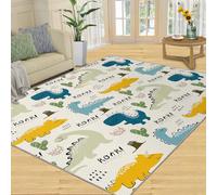 QDJKBL Cute Cartoon Animal Area Rugs Olorful Dinosaur Rug Cartoon Dino Kids Carpet toddler Playroom Dinosaur Rug Pad for Living Room Bedroom Kitchen 100x150 cm