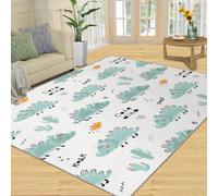 QDJKBL Cute Dinosaur Area Rug Green Cartoon Dino Carpet Nursery Dinosaur Carpet 3D Cartoon Animal Rugs for Hardwood Floors Living Room Study Bedroom 70x120 cm