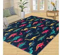 QDJKBL Cute Dinosaur Rug Cartoon Dino Carpet Colorful Animals Rug for toddlers Cartoon Animal Children'S Bedroom Area Rugs Non-Slip Washable Carpet 160x220 cm