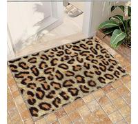 QDJKBL Entrance Rug 50 X 80 Cm Brown Leopard Animal Print, European Bohemian Vintage Cheetah Doormats, Floor Mats Machine Washable for Front Back Door