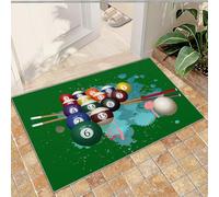 QDJKBL Entrance Rug 60 X 90 Cm Billiard Cues Table Tennis Sports, Green Graffiti Cartoon Children Doormats, Floor Mats Fast Drying for Entrance Door