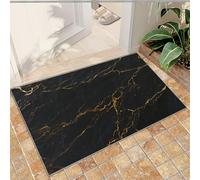 QDJKBL Entrance Rug 60 X 90 Cm Black and Gold Abstract Marble, 3D Irregular Crack Lines Doormats, Floor Mats Comfortable Feet for Entrance Door