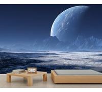 QDJKBL Fantasy Cosmic World Mural Outer Space Wallpaper Blue Planet ICY Terrain Scene Mural Sci-Fi Extraterrestrial Landscape Murals for Bedroom Living Room 500 x 317 cm