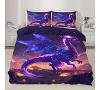 QDJKBL Fantasy Dragon Duvet Cover Double Starry Sky Dragon Comforter Cover Mythical Creature Quilt Covers Magical Creature Comforter Set Soft Microfiber with Pillowcases with Zipper Ties