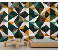QDJKBL Geometric Marble Mural Wallpaper Modern Geometric Wall Mural Colorful Vintage Mid Century Murals Triangle Patchwork Wallpaper for Living Room Bedroom 430 x 300 cm