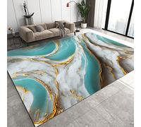 QDJKBL Green Abstract Marble Area Rugs, Modern Nordic Simple Non-Slip Machine Washable Rugs for Living Room, Farmhouse Rug Do Not Fade Pattern Clear for Bedroom Kitchen, 60 x 100 cm